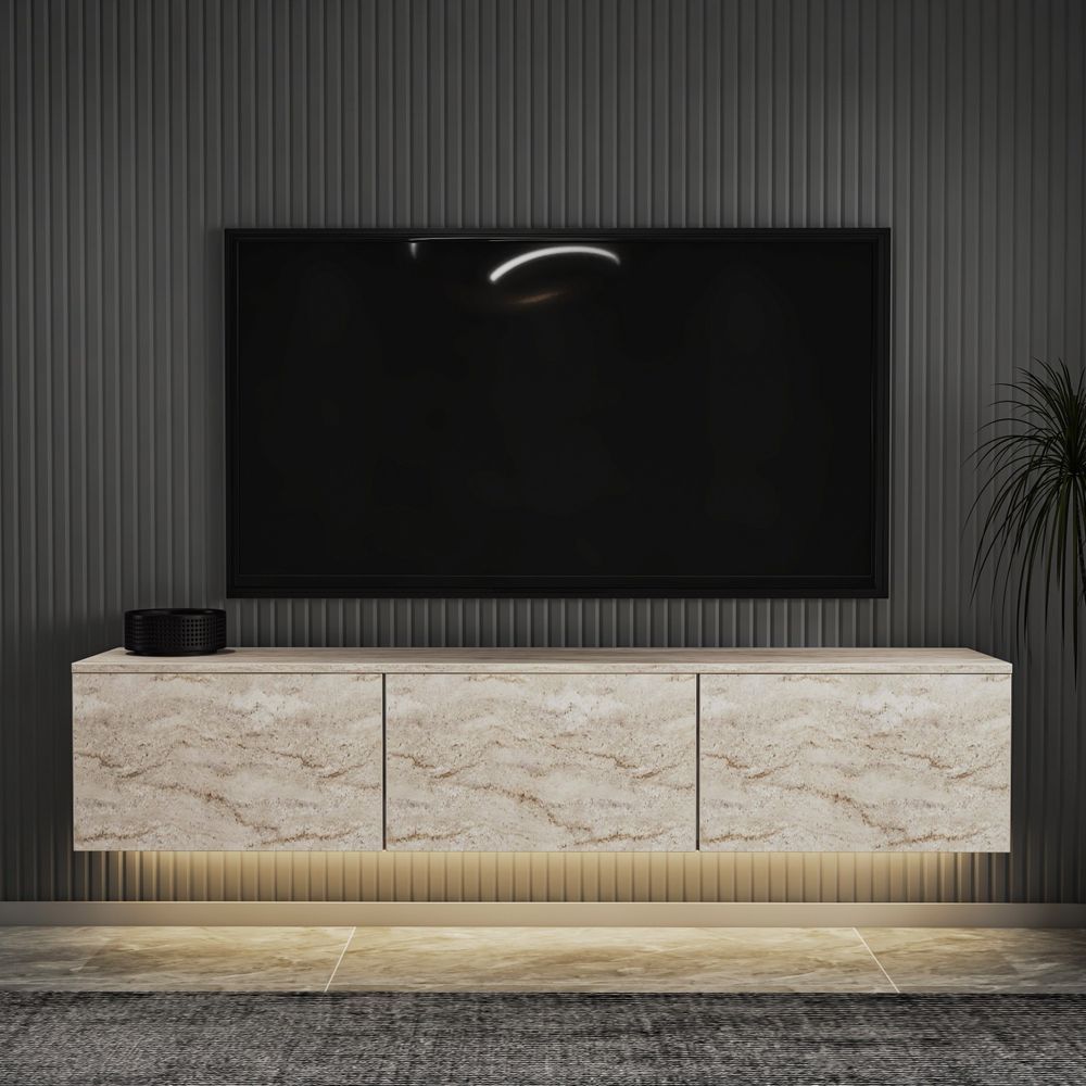 Neon Illuminated - Travertine TV Stalak slika 1
