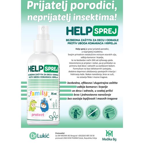 Dr Lukić Help sprej 75ml - Sprej protiv uboda komaraca i krpelja slika 2