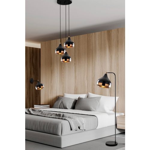 Yıldo - Set4 Crni Bakarni Luster i Set Lampe za Pod i Zid slika 1