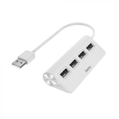 Hama USB 2.0 HUB 1:4, 480 Mbit/s, beli slika 1