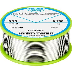 Felder Löttechnik ISO-Core ''Clear'' Sn100Ni+ lemna žica svitak  Sn99,25Cu0,7Ni0,05  0.250 kg 0.75 mm