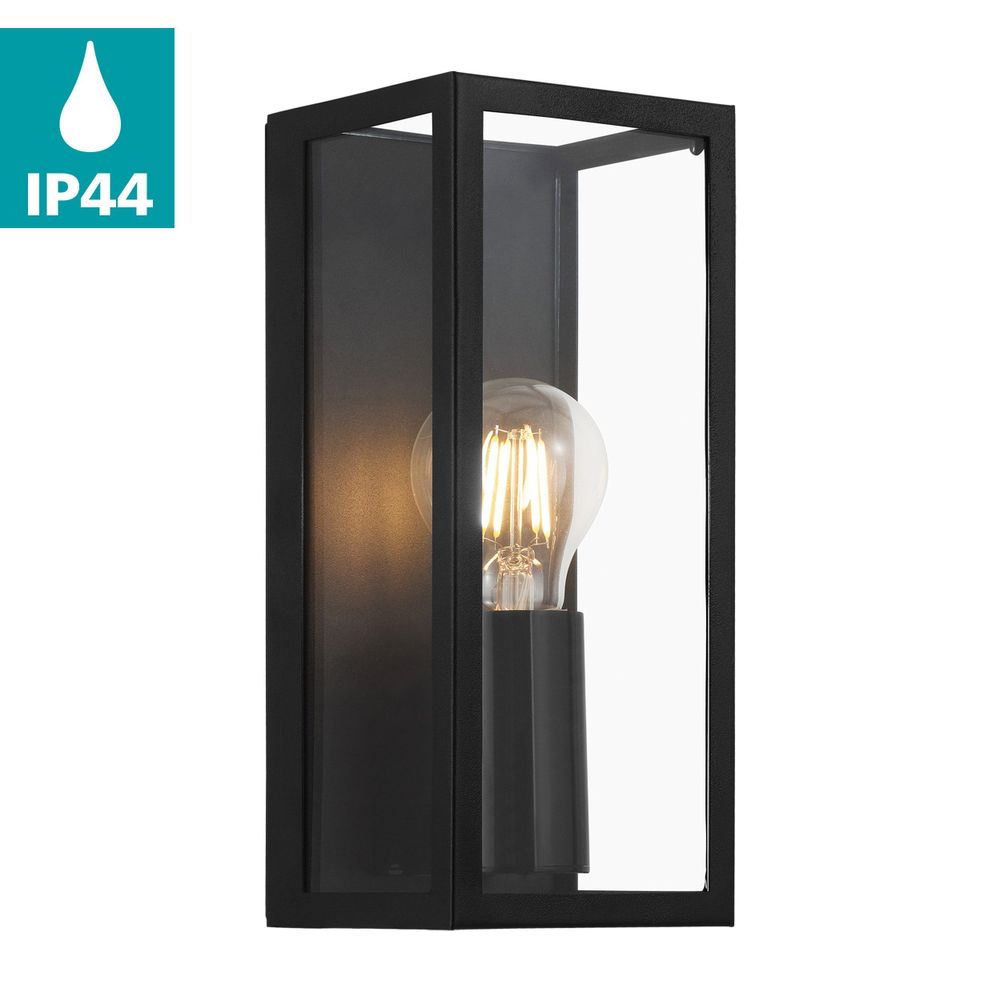 Eglo Amezola Zidna/Stropna Lampa, E27, IP44, Crna/Čelik/Staklo slika 3