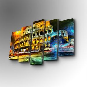 5PUC-088 Multicolor Decorative Canvas Painting (5 Pieces)