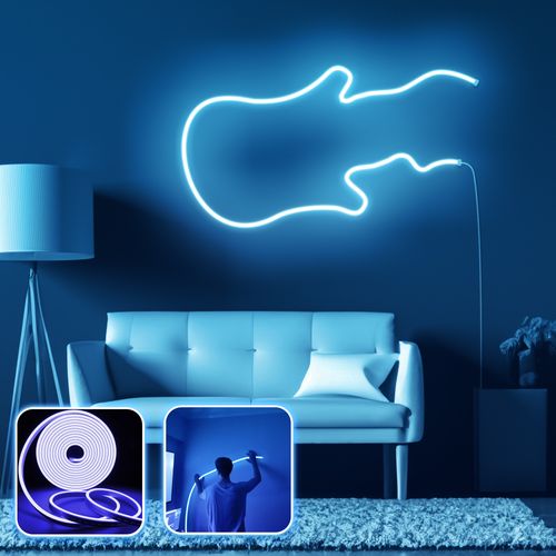Guitar - Medium - Blue Blue Decorative Wall Led Lighting slika 1