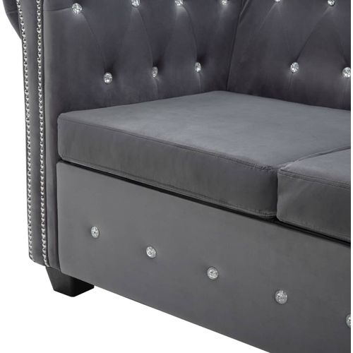 Trosjed Chesterfield s baršunastom presvlakom 199 x 75 x 72 cm sivi slika 27