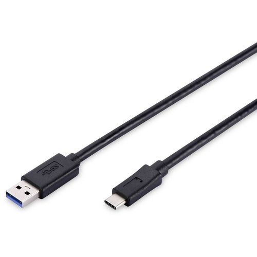 Digitus USB kabel USB 2.0 USB-C® utikač, USB-A utikač 1.80 m crna okrugli, utikač primjenjiv s obje strane, dvostruko zaštićen AK-300136-018-S slika 1