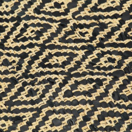 Ručno tkani tepih Chindi od kože i pamuka 80 x 160 cm crni slika 22