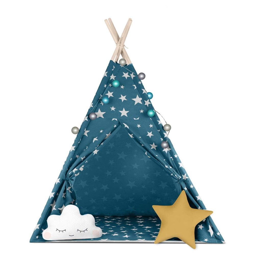 Teepee šator za djecu s nukido svjetlima - plavi slika 2