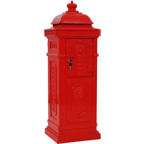 Poštanski sandučić sa stupom u vintage stilu nehrđajući crveni slika 19