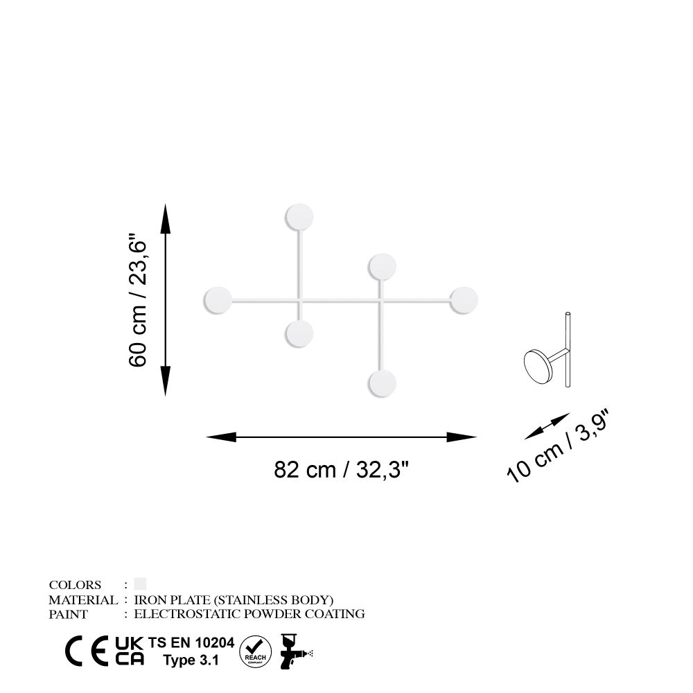 Metal wall hook Dama-B, colour: white slika 6