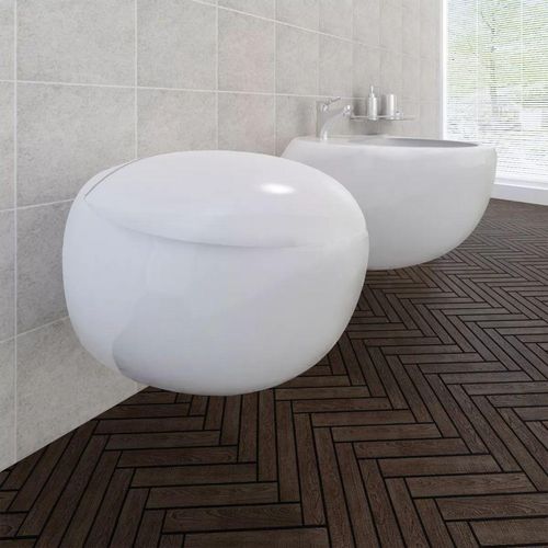 Set zidne toaletne školjke i bidea bijeli keramički slika 1