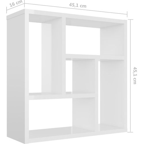 Zidna polica visoki sjaj bijela 45,1 x 16 x 45,1 cm od iverice slika 17