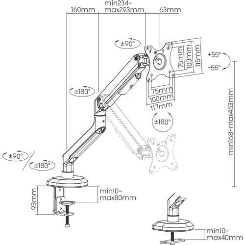 MOYE MONITOR ARM SINGLE MONITOR slika 7