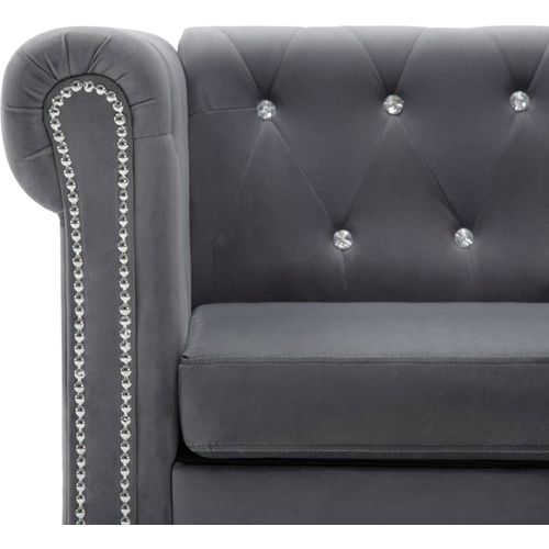 Trosjed Chesterfield s baršunastom presvlakom 199 x 75 x 72 cm sivi slika 15