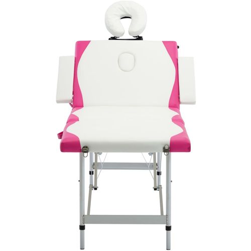 Sklopivi masažni stol s 4 zone aluminijski bijelo-ružičasti slika 2