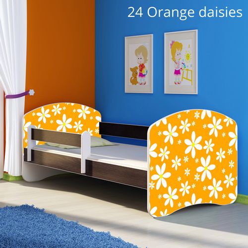 Dječji krevet ACMA s motivom, bočna wenge 140x70 cm 24-orange-daisy slika 1