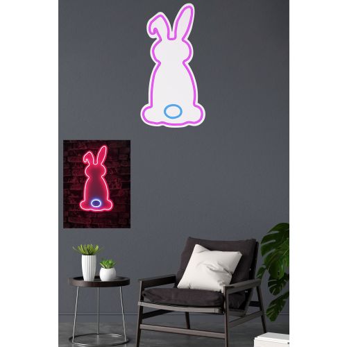 Wallity Ukrasna plastična LED rasvjeta, Rabbit - Pink, Blue slika 11