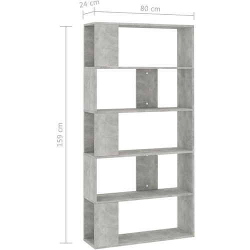 Ormarić za knjige / pregrada boja betona 80x24x159 cm iverica slika 33