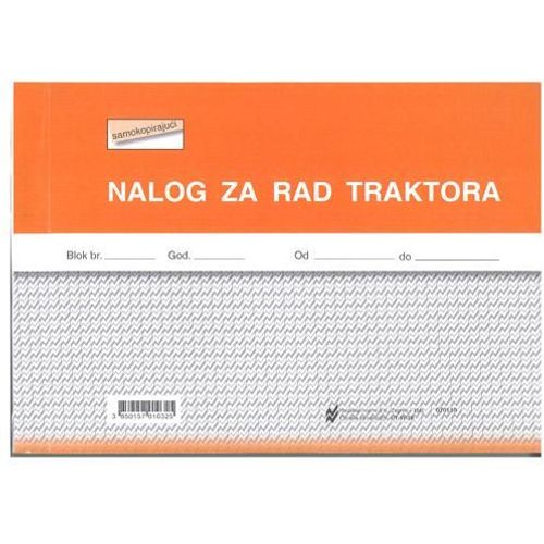 VII-28 NALOG ZA RAD TRAKTORA; Blok 3 x 50 listova, 21 x 14,8 cm slika 2