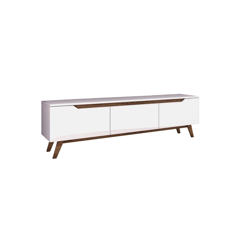 TV stalak D1 - 794 bijeli s orahovim detaljima slika 8