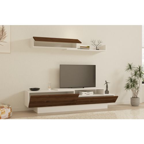 Woody Fashion TV jedinica, Elda - White, Walnut slika 5