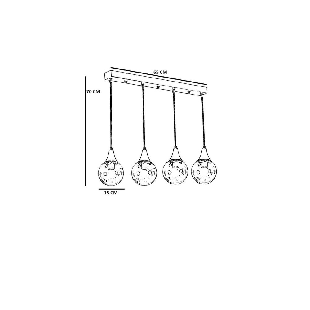 Afra 4 Lü Sıralı Siyah Füme Camlı Sarkıt Black Fume Chandelier slika 5