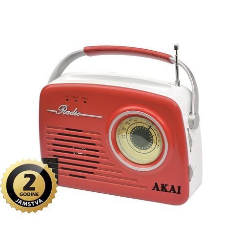 AKAI radio FM, AM, analogna skala, USB, SD, crveni APR-11RED slika 1