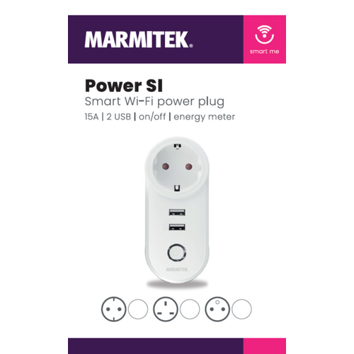 MARMITEK, pametni Wi-Fi utikač - 15A | 2 USB | uključivanje/isključivanje IEC F slika 5