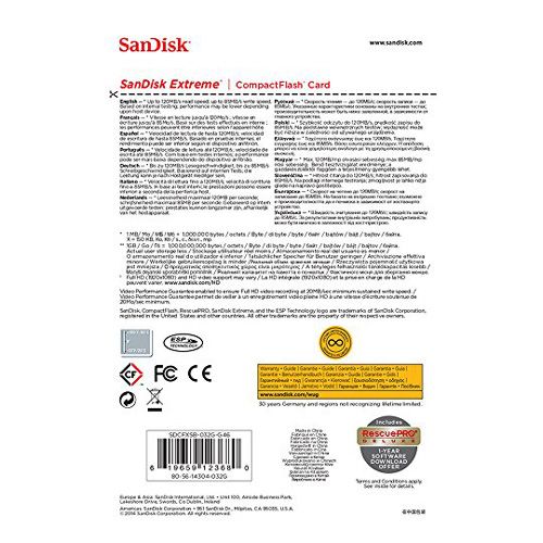 SANDISK Extreme CompactFlash 32GB 800x - SDCFXSB-032G-G46 slika 4