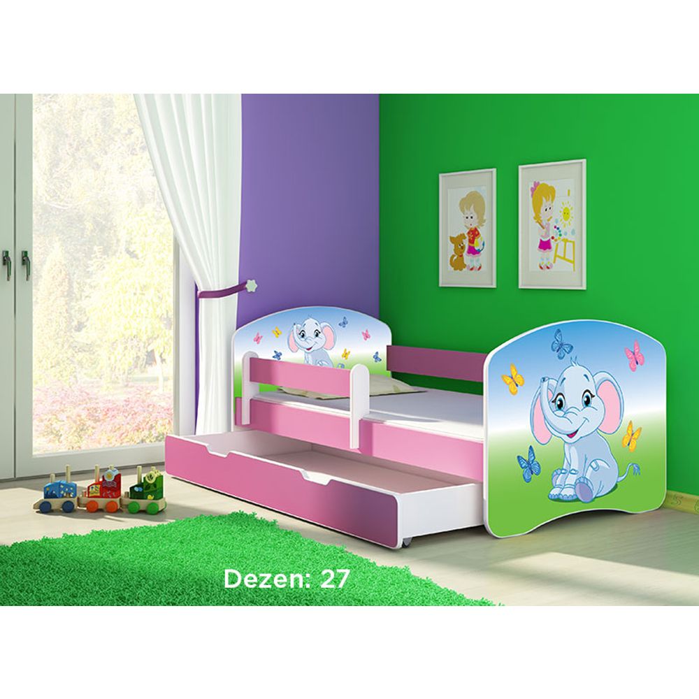ACMA Dječiji krevet Acma II sa ladicom Pink - 160x80cm - Dezen 27 slika 2