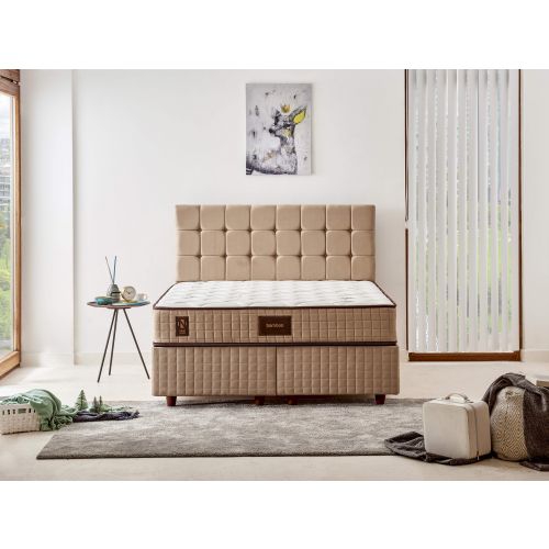 Woody Fashion Madrac, Bijela boja Bež Smeđa, Bamboo 180x200 cm Double Size Middle Firm Mattress slika 2