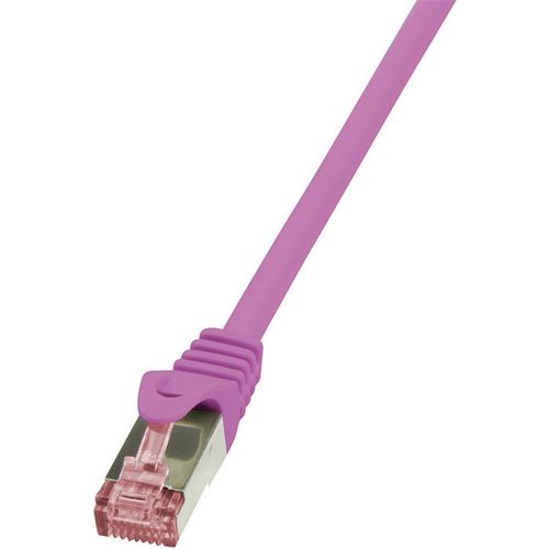 LogiLink CQ2039S RJ45 mrežni kabel, Patch kabel cat 6 S/FTP 1.00 m ružičasta vatrostalan, sa zaštitom za nosić 1 St. slika 3