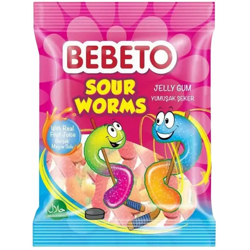 Bebeto gumeni bomboni  Sour Worms 80g slika 1