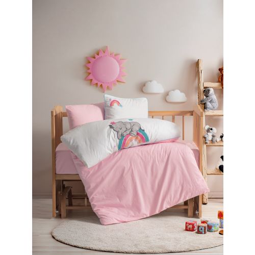 L'essential Maison Lucky - Set posteljine za bebe Pink White Ranforce slika 1