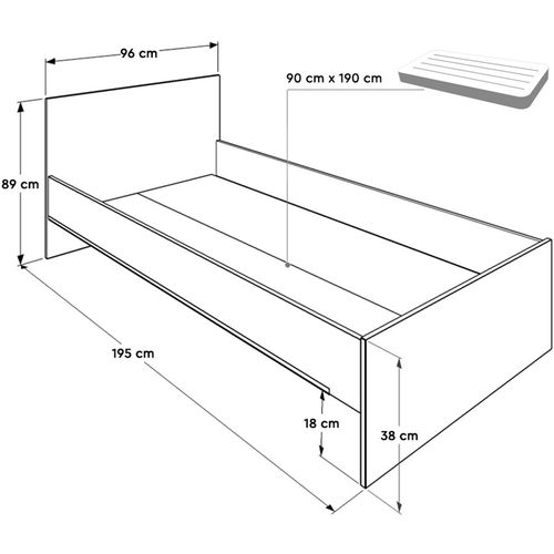 KRY-090-BB-2 White Single Bedstead slika 7