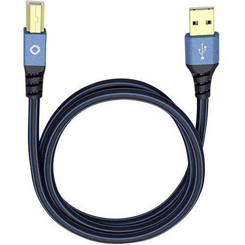 USB 2.0  [1x muški konektor USB 2.0 tipa a - 1x muški konektor USB 2.0 tipa b] 3.00 m plava boja pozlaćeni kontakti Oehlbach USB Plus B slika 2