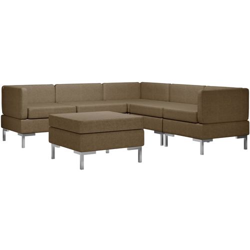 6-dijelni set sofa od tkanine smeđi slika 2