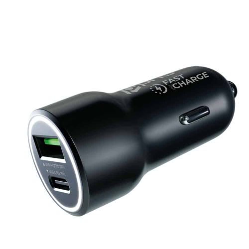 Prio Fast Charge Car Charger 20W PD (USB C) + QC 3.0 (USB A) black slika 2