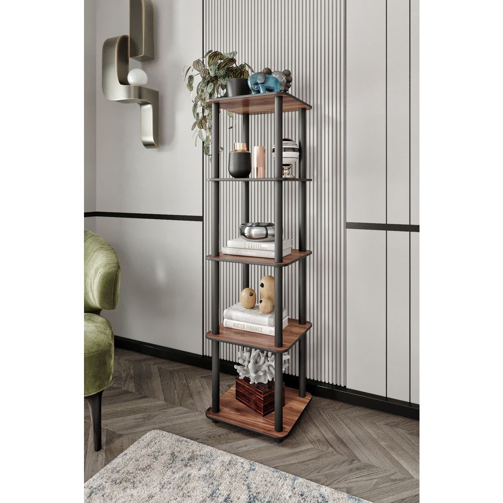  Bookshelf Bookcase 5 Tiers Square, colour Walnut slika 1