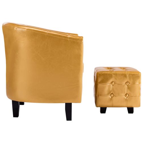 Fotelja od umjetne kože s osloncem za noge zlatna slika 33