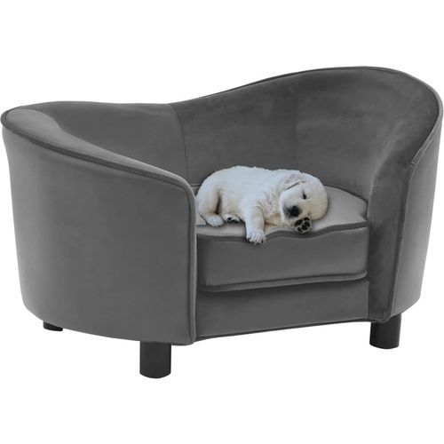 Sofa za pse siva 69 x 49 x 40 cm od pliša i umjetne kože slika 40
