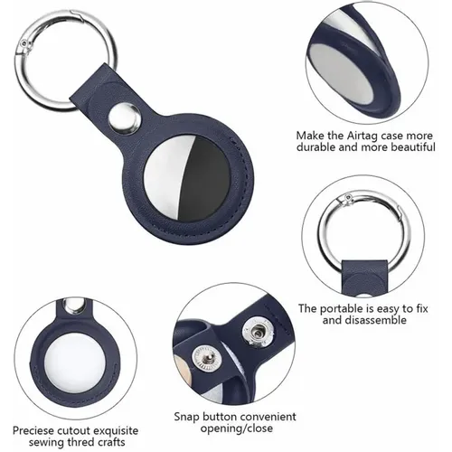 Techsuit – sigurni kožni držač (SLH1) – Apple AirTag torbica s metalnim prstenom – plava slika 2