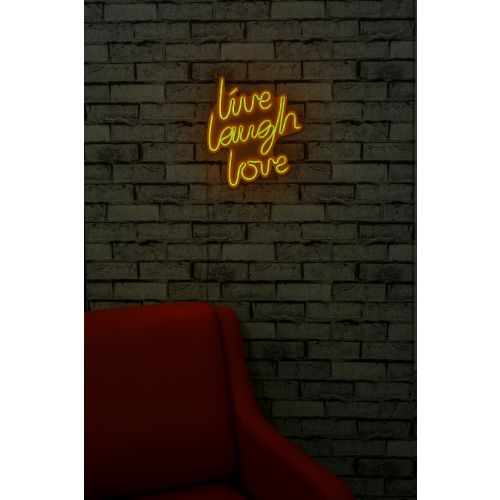 Wallity Ukrasna plastična LED rasvjeta, Live Laugh Love - Yellow slika 3