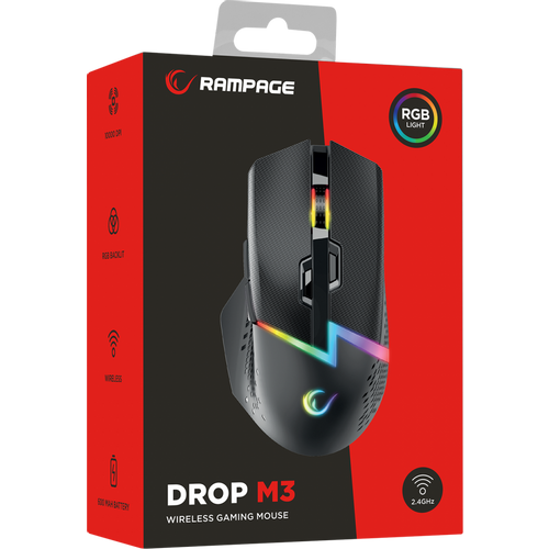 Rampage drop m3 crni rgb punjivi miš od 10000dpi 10d gaming miš slika 8