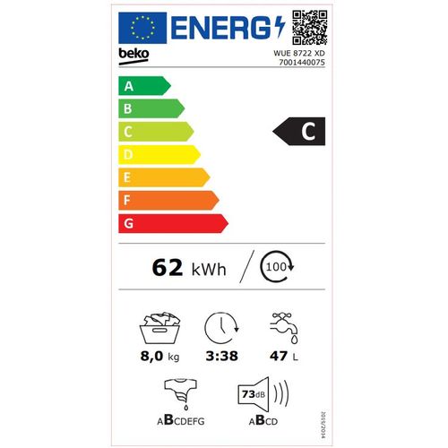 Beko WUE 8722 XD Veš mašina, inverter, 8 kg, 1400 rpm, dubina 55cm slika 6