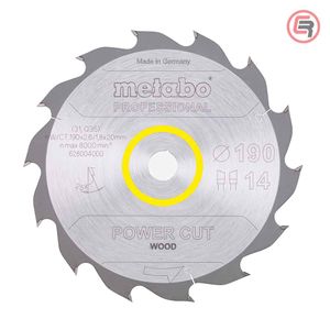 Metabo List Kružne Pile 190 x 2,6 / 1,8 x 20 / Z = 14 Power Cut Wood Professional - 628004000