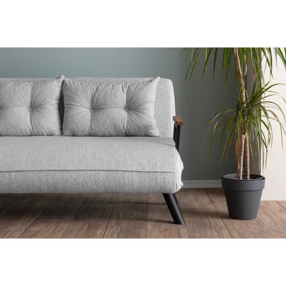 Sando 2-Sjedišni Sofa-Krevet - Teddy Tkanina - Siva slika 8
