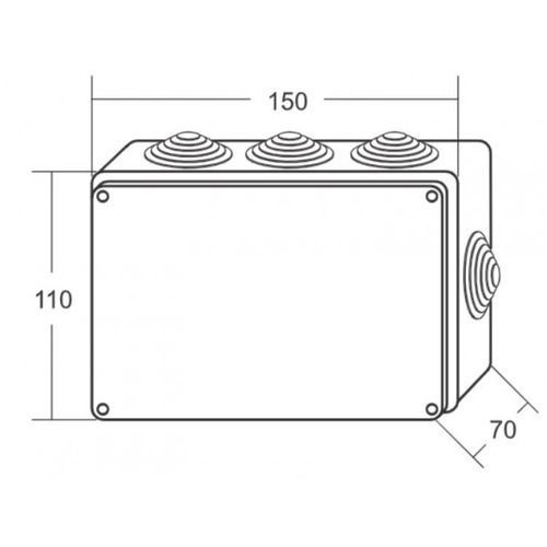 Razvodna kutija sa gumenom zaptivkom ME-K150x110x70mm (10 uvodnica) IP65 slika 2