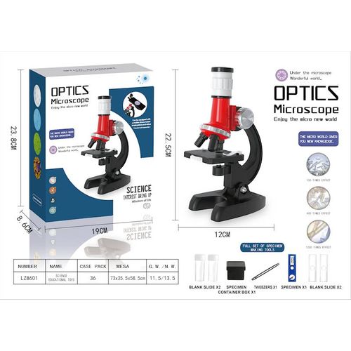 Mikroskop crveno-bijeli 100x, 400x, 1200x slika 1