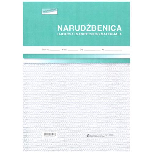 III-26 NARUDŽBA LIJEKOVA I SANITETSKOG MATERIJALA; Blok 3 x 50 listova, 21 x 29,7 cm slika 1